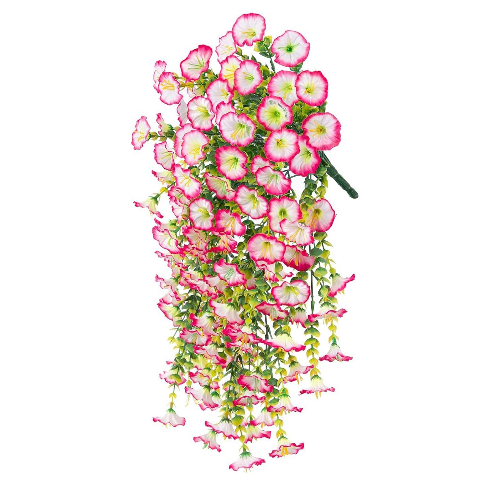 

1 шт. Искусственные цветы для улицы Искусственные растения Шелковые Утренние Искусственные цветы с листьями Реалистичные Подвесные Петунии Растения для Домашнего Садового Декора One Size розовый