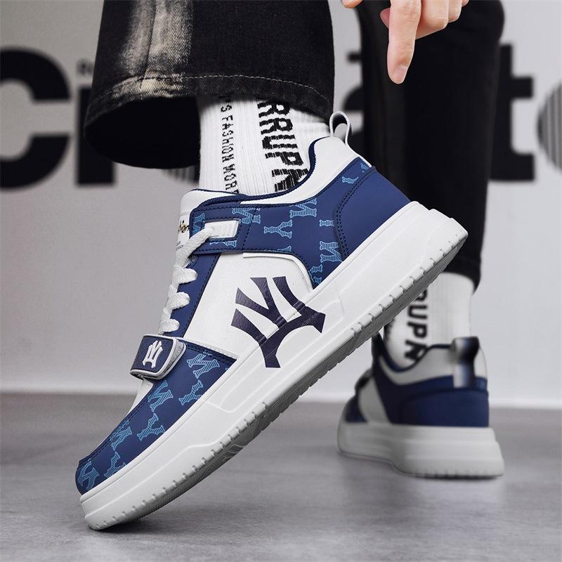 Guochao Men'S Shoes Casual Thick Baseplate Shoes Leather Surface Letter Breathable Sports White Shoes