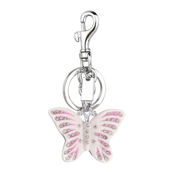 

Keychain Pendant Rhinestones Inlaid Gradient Butterfly Shape Key Chain with Lobster Clasp Bag Charm Backpack Accessory розовый