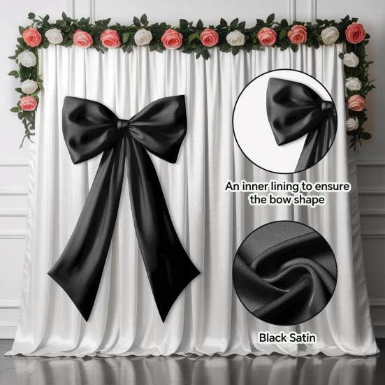 2 Pcs Bow Decor Large And Small Satin Bow Ribbon Tie Room Backdrop Wall Decor for Bachelorette Baby Shower Bridal Shower Birthday Decoration