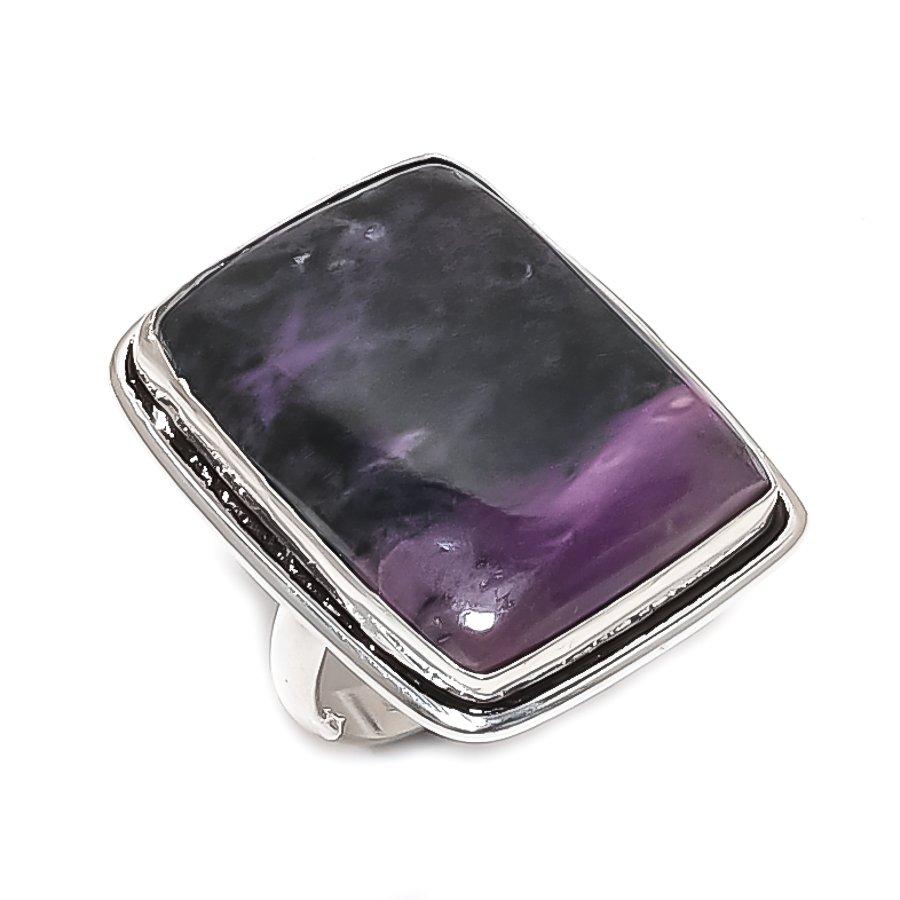 Russian Charoite Gemstone Handmade 925 Sterling Silver Jewelry Ring Size 6 c4b00