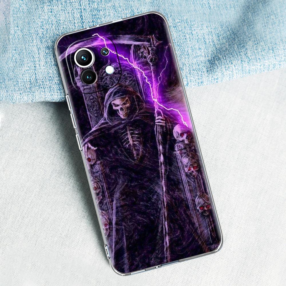 Phone Case For Xiaomi Mi 15 14 13 12 11 Lite 15T 13T 12T Pro Poco X7 X6 X5 Pro 5G X3 NFC F7 F6 F5 Clear Cover Grim Reaper Skull