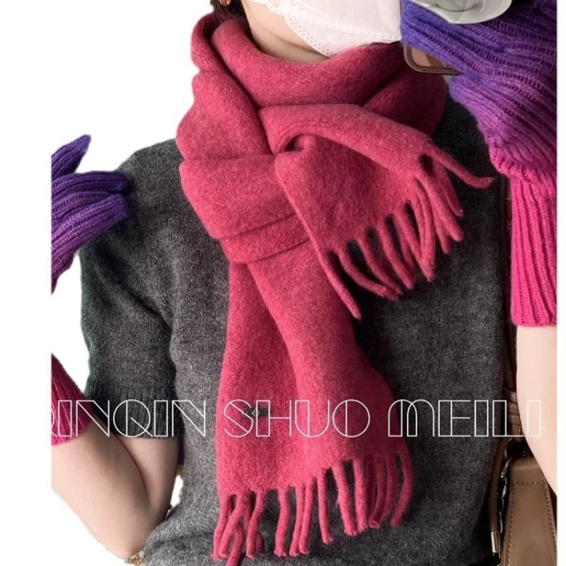 Soft Waxy Skin-friendly Wool Small Scarf for Female Winter Bloggers To Wear Colorful Scarves