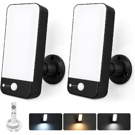Rechargeable Motion Sensor Outdoor Wall Light, 10000mAh 1 Pack | 3 Modes 3 CCT Dimmable with Remote, IP65 Waterproof Security Lamp for Porch, Patio,