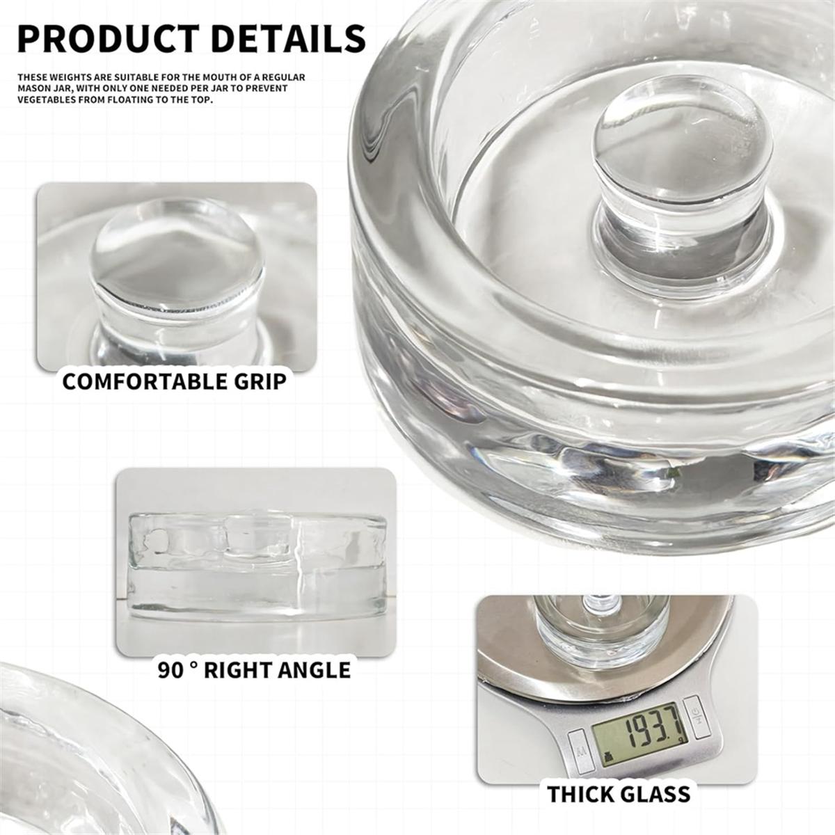 A783P 2PCS Fermentation Weights with Grip Handle for Wide Mouth Jar and Canning Fermenting Pickling Canning Fermenting NONE