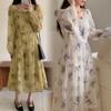 New ArrivalS Open Run Women S Flower Square Neck dreSS Sheer Chiffon