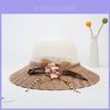 Straw Hat Women Summer Sunshade Wide Brim With Flower Pattern For Beach Vacation