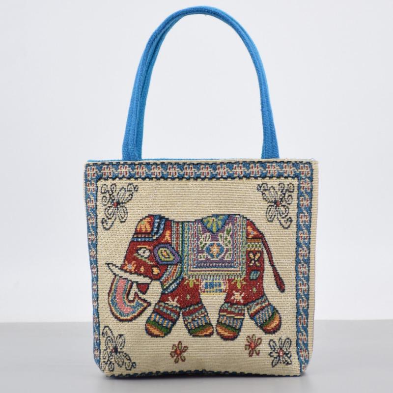 Ethnic Style Embroidery Canvas Handbag Artistic Fashion Hand In Hand Bag Lunch Bag Bento Bag