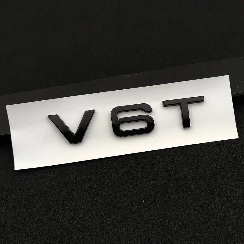 AAWC1 3D Chrome Glossy Black ABS V6T Logo Number Letters Car Fender V6 T Emblem Badge Decal compatible compatible for A6 C7 A4 S5 S4 V6T Sti