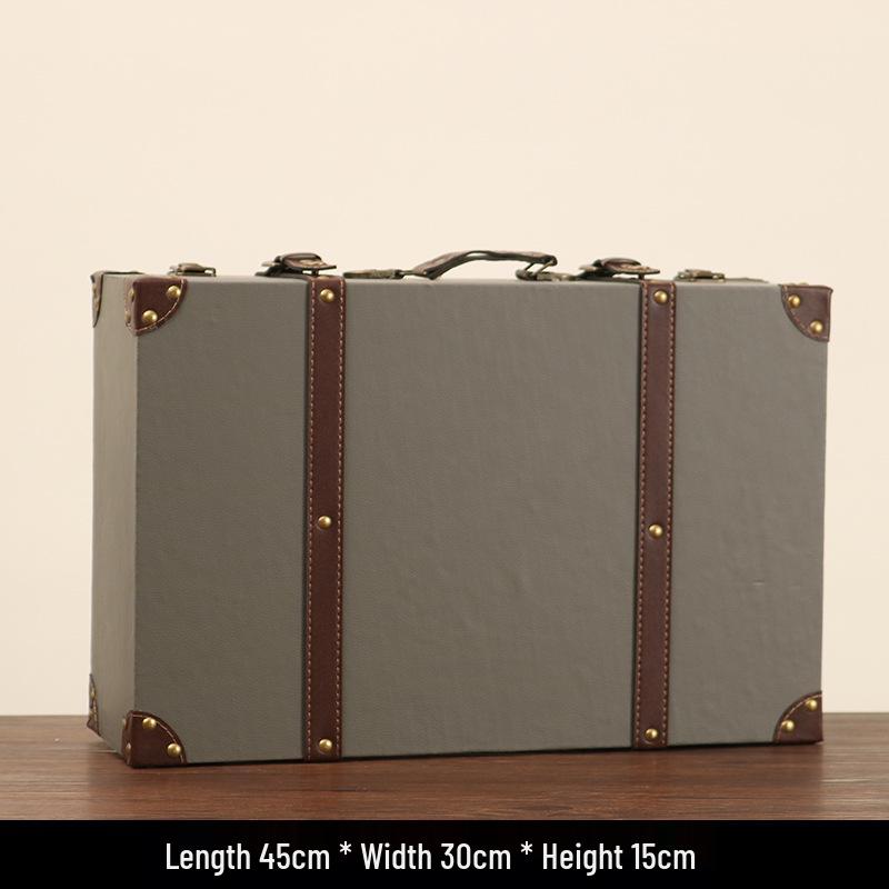 Vintage American Retro Leather-Wooden Suitcase Display and Photography Prop