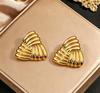 Stainless steel high-end gold earrings, niche design light luxury metal studs, temperament earrings