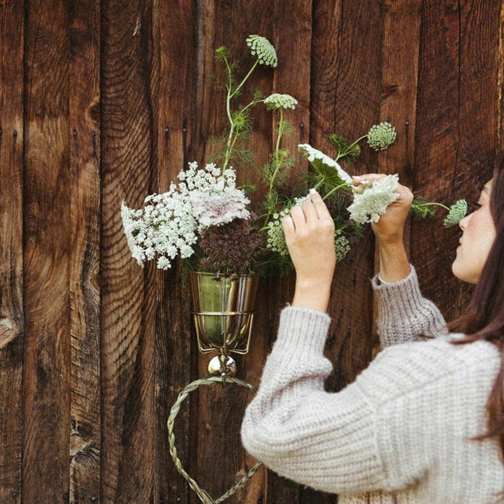 Vas de Perete Elegant Container Metalic Vintage Vaz pentru Aranjamente Florale Decorare Organizare Casă Bucătărie Baie