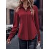 Women's Commuting Style Slim Fit Cardiga Button Double Door Tube Satin Lapel Long Sleeved Blouses & Shirts