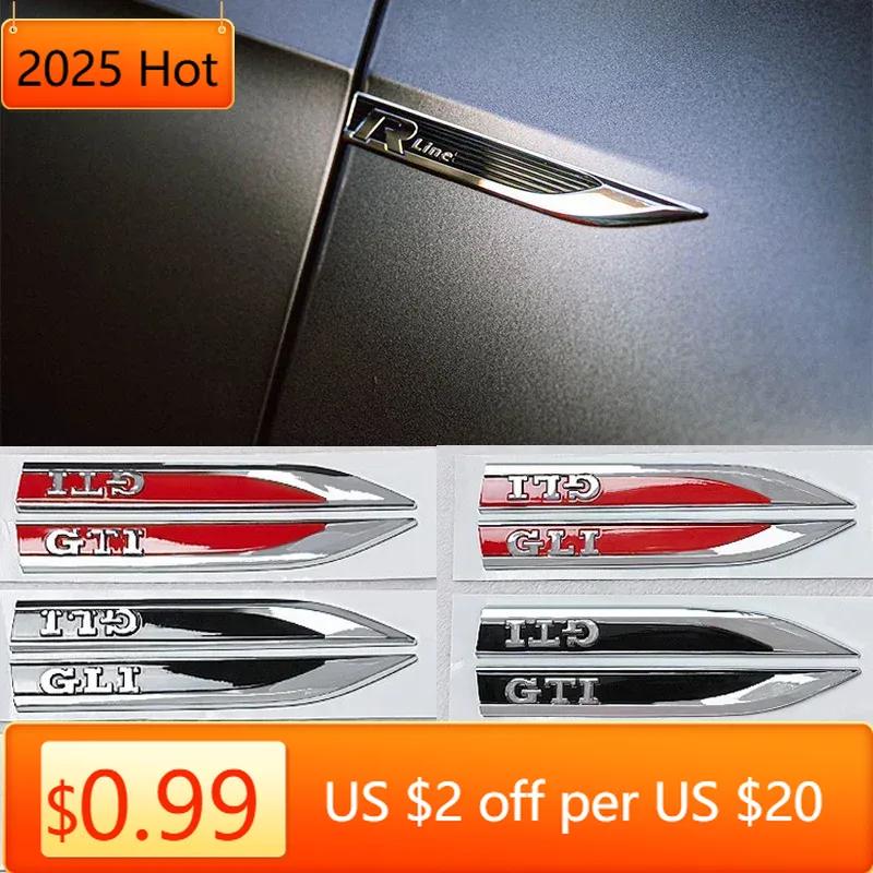 Hot 2pcs Rline R GTI GLI Emblem Car Fender Side Wing Auto Sticker Accessories For Volkswagen VW Golf MK8 Polo Passat Magotan Tig  HX4