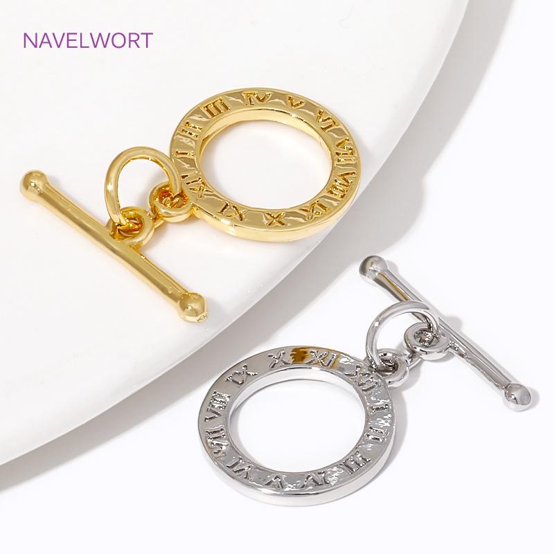 18K Gold Plated Round OT Clasp Connectors,Brass End Beads Toggle Clasps For Jewelry Making DIY Jewellery Findings Accessories