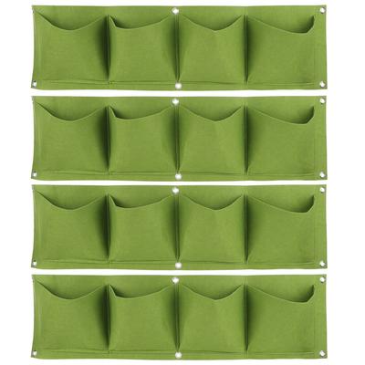 4 Pezzi 4 Tasche Borsa per Coltivazione Piante Montata a Parete Riutilizzabile Feltro Degradabile Fioriera da Giardino Verde
