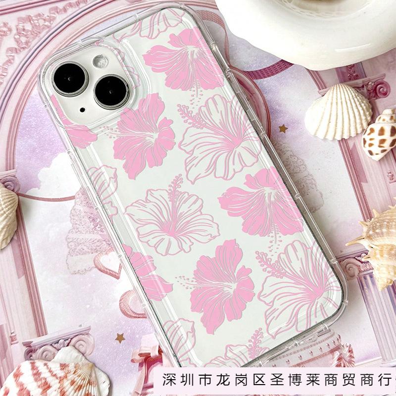 Retro Big Flower iPhone15promax Phone Case Apple 14 Transparent 13/12 Airbag Anti-drop 11 Soft Xsm