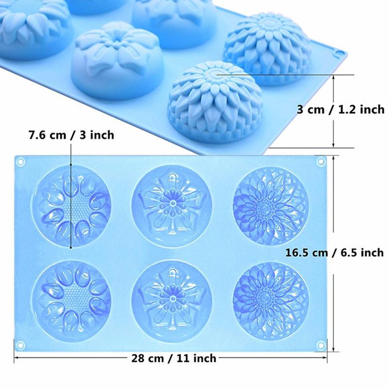 Molde de Silicone em Forma de Flor para Sabonete Artesanal DIY, Vela, Bolo, Suprimentos, 6 Cavidades, Artesanato, Molde para Sabonete Artesanal, Cor Aleatória