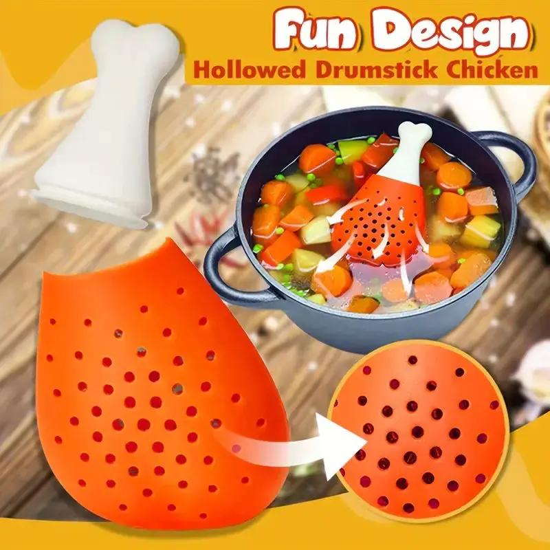 1ks Kreativní Filtrační Sáček na Koření ve Tvaru Kuřecího Stehna Hrnec na Dušení Silikonový Sáček na Koření Filtrační Sáček na Kořeněnou Polévku