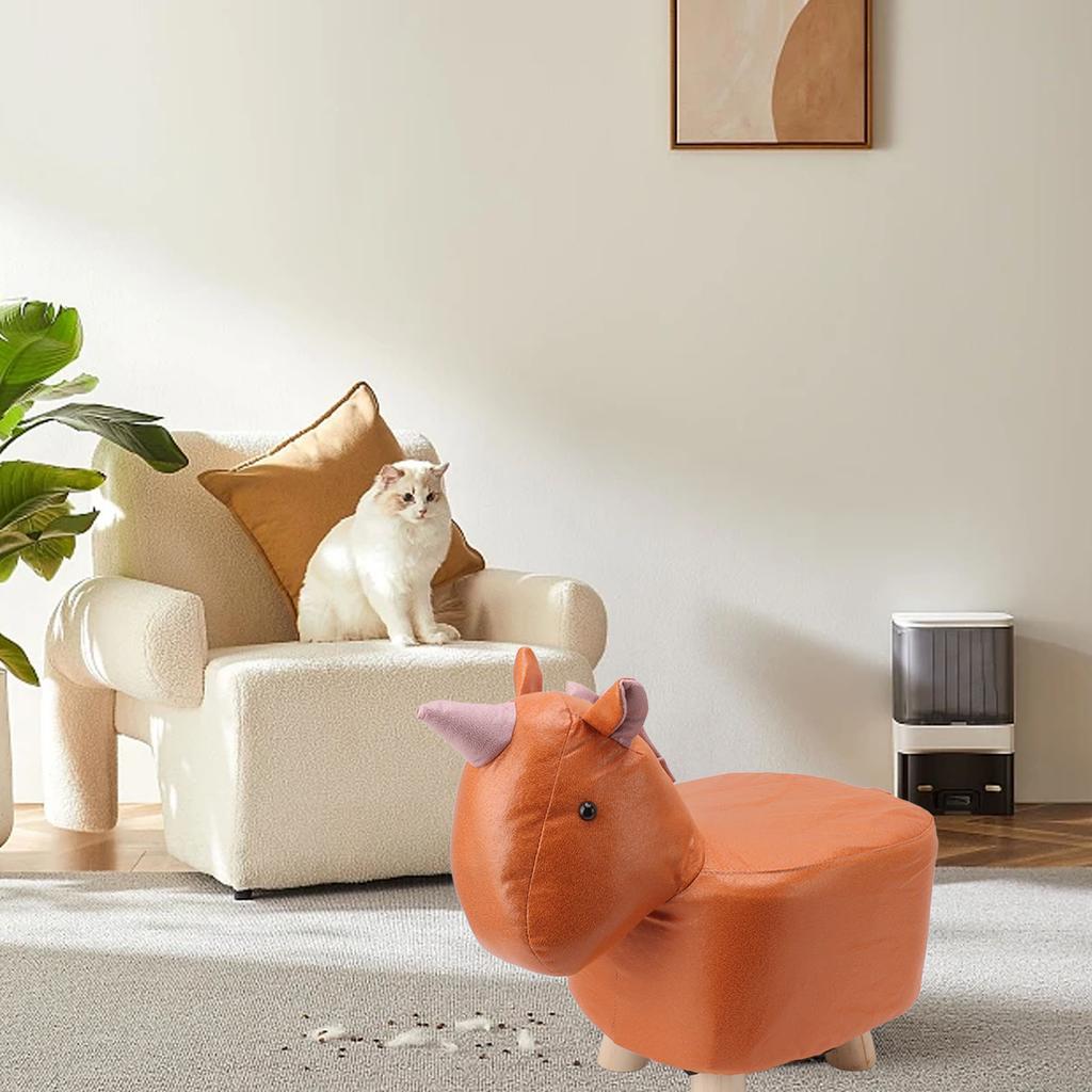 Cute Animal Footstool with Soft Padded Cushion and Prevent Slip Feet Small Footrest Stools for Kids Adults
