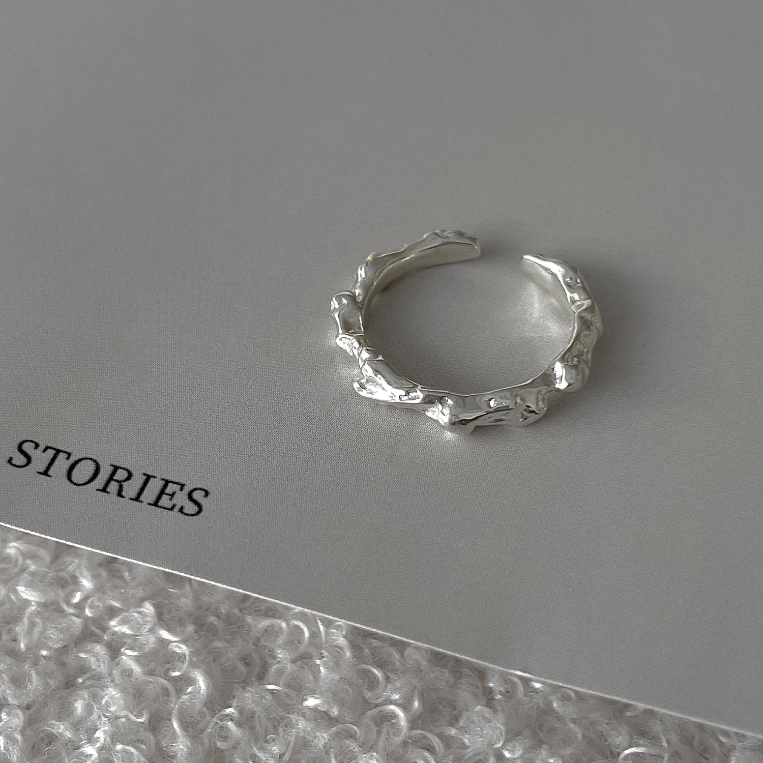 

Нерегулярная текстура нишевого дизайна Открытое кольцо женское простое ins Премиум 925 стерлингового серебра 2024 года Новинка opening adjustable