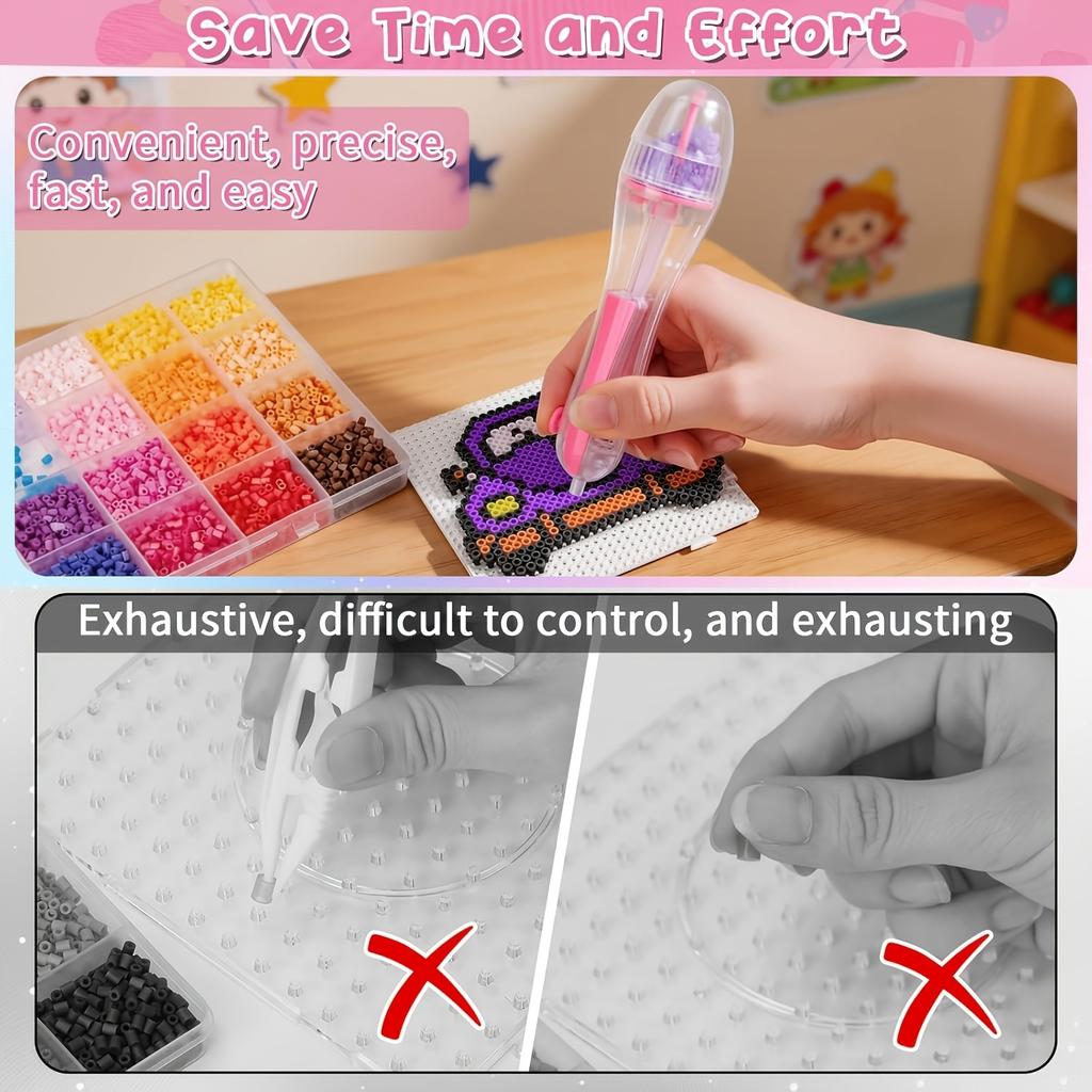 1Pc Bead Pen with 2.6mm Continuous Dispenser & Transparent Hopper, DIY Craft Tool for Beadwork, Resin & Scrapbooking Decor