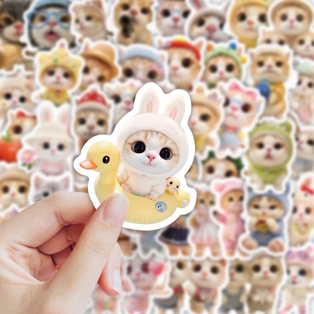 70 Sheets Kitten Stickers: Cute Cat Memes & Realistic Internet-Famous Cats Collection