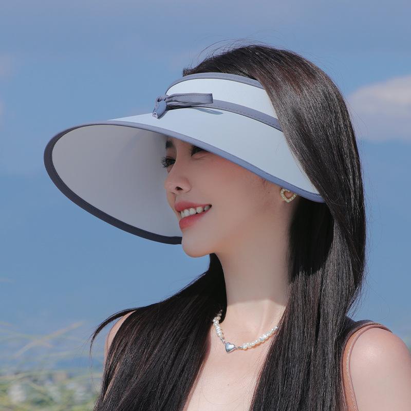 Summer UV Protection Sun Hat Children Ice Silk Eaves Empty Top Sun Hat Versatile Fashion Bow Sun Protection Hat