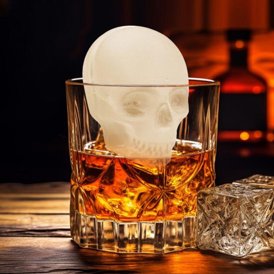 Ice Mold Tray Skull Shape Food Grade Silicone Ice Cube Mold Easy Release Multi-Purpose Ice Cube Tray for Whiskey Cocktails