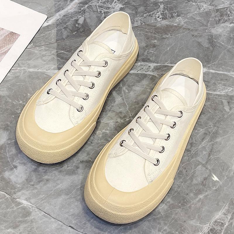 2024 Sommer Neue Lässige Allround Damen Canvas Schuhe Runde Zehenpartie Flache Sneaker Damen Schnürschuhe Freizeitschuhe Vulkanisierte Schuhe Damen