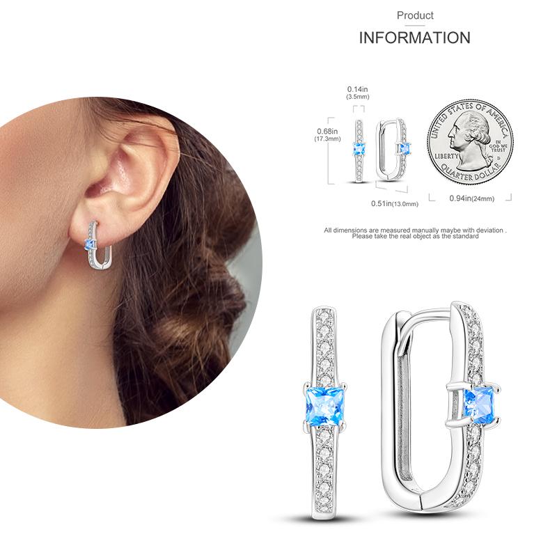 NEW Round Original CZ Hoop Earrings Heart U Shape Moon Star Unicorn Earring for Women Party Engagement Jewelry Gift