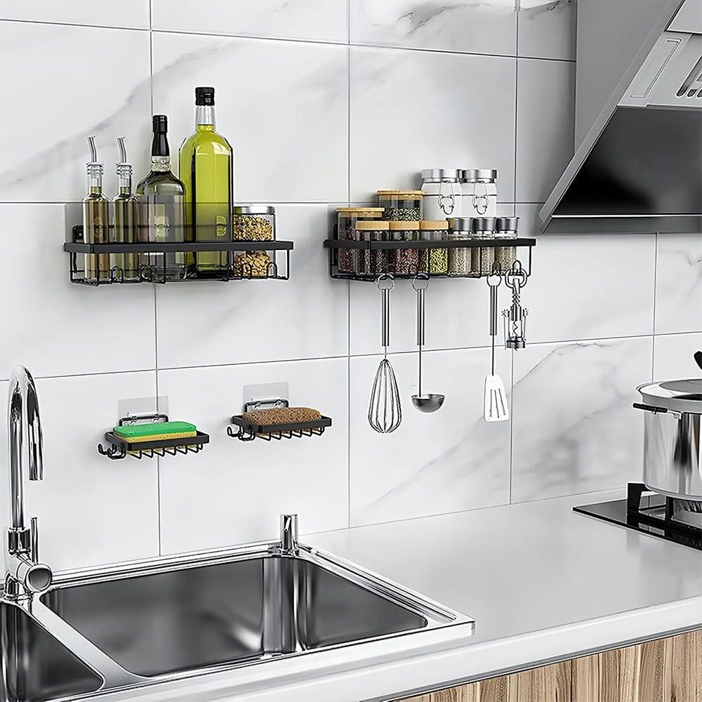 Matte Black Metal Shower Caddy Organizer Set of 4