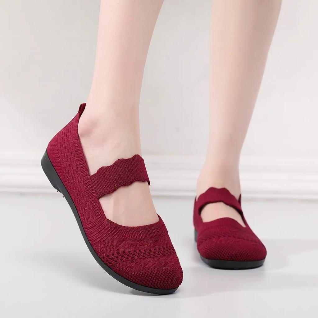  Women Fashion Light Weight Spring & Summer Mesh Breathable Anti Skid Flat Shoes Lady Casual Black Work Shoes Ab355