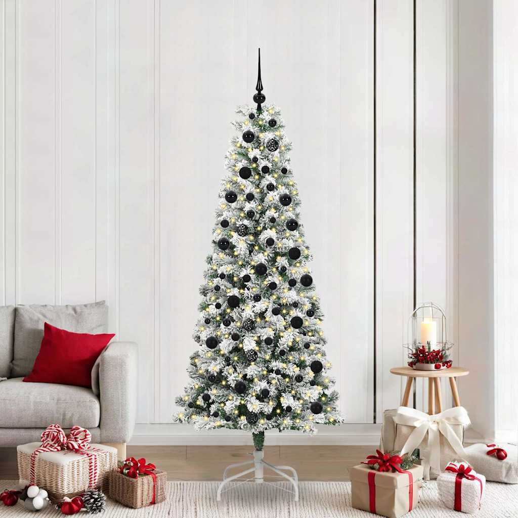 vidaXL Artificial Foldable Christmas Tree Green and White 210 cm
