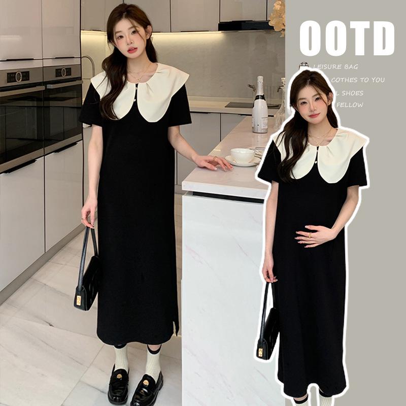 2026 Summer Fashion: Loose Fit Floral Doll Collar Maternity Dress Medium