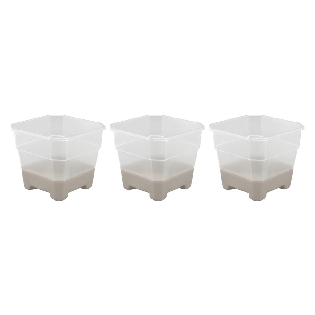 20Pcs Nursery Pot Planters Variety Pack Reusable Flower Plant Seed Pot Plastic Silicone Square Transparent Grey