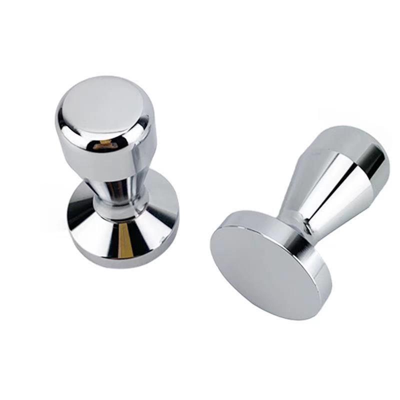 Stainless Steel Coffee Tamper with Wooden Handle & Threaded Powder Distributor