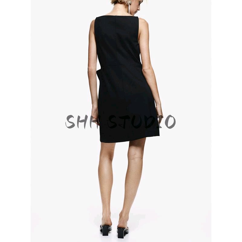 Spring New Women's Clothing French Style off-Neck Sleeveless Bows Party Tuxedo Dress 1260050