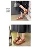 Women's Summer Sandals: Solid Color, One-Strap, Open-Toe, Velcro Flats for Beach
