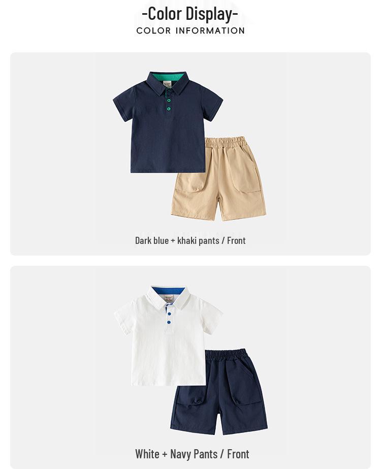 Children's Summer 2026 Boys' Short Sleeve Polo Shirt & Shorts Two-Piece Set