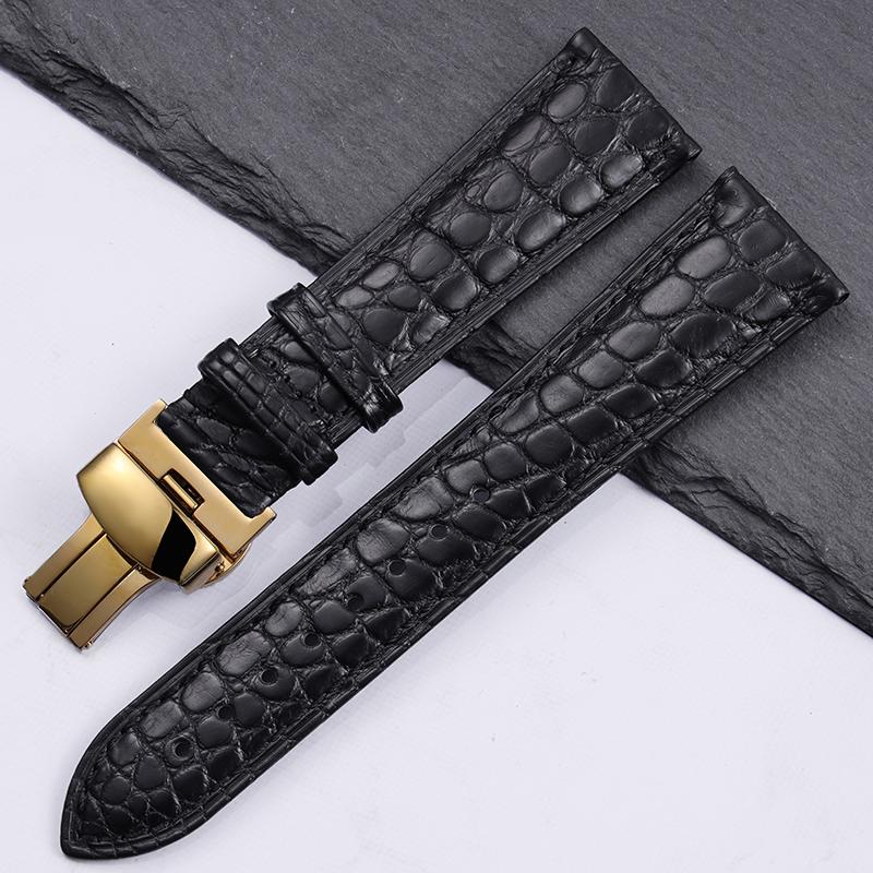 High Quality Two-sided Crocodile Skin Leather Watch Strap Butterfly Clasp 19mm 20mm 21mm 22mm Men Metal Watchband Soft Bracelet