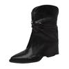 Fashion bow leather boots pointed high heels autumn and winter niche design sense short boots comfortable thick heel trousers boots women