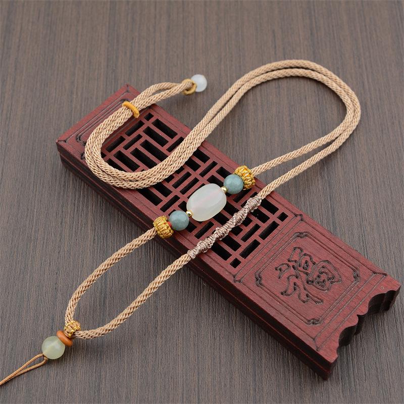 Hand-Woven Peace & Luck Qiankun Knot Jade Pendant Necklace