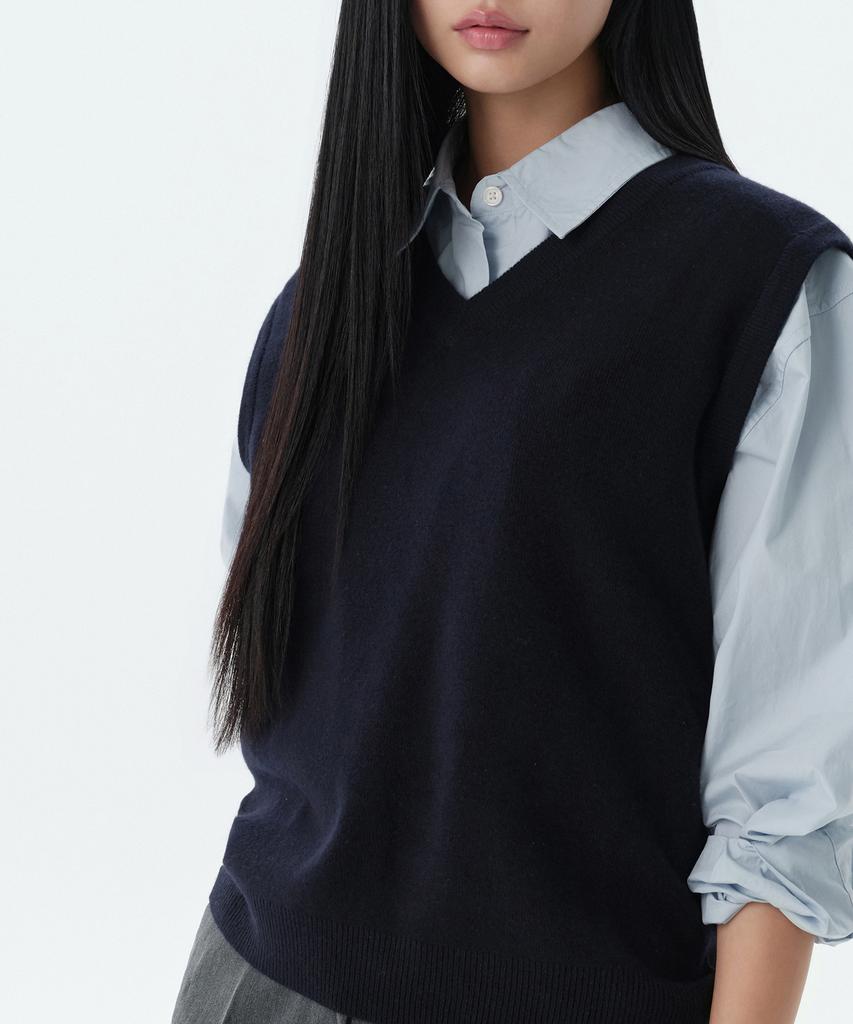 MUSINSA STANDARD WOMAN Women'S Lambswool Knit Vest [Navy]