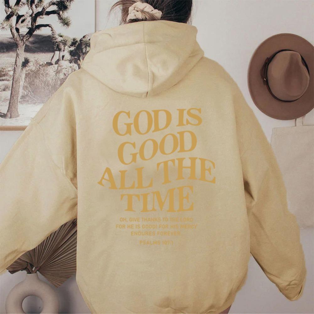 

God Is Good All The Time Christian Hooded Sweatshirt Women Casual Print Long Sleeve Hoodie Pocket Aesthetic Hoodies 3XL