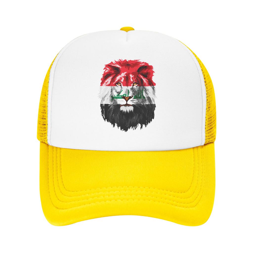 Iraqi Flag Iraq Pride Lion Face Iraq Flag Mesh Baseball Caps Unisex Women Outdoor Sun Hat  Dad Hat Breathable Summer Trucker Hats