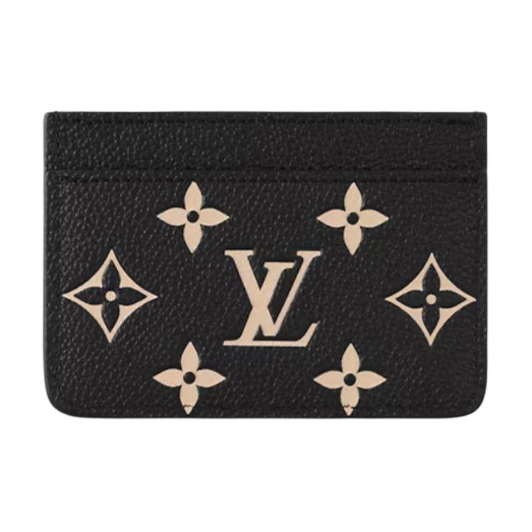 Louis Vuitton Logo Embossed Soft Grain Cowhide Card Holder Women Accessories Black M81022