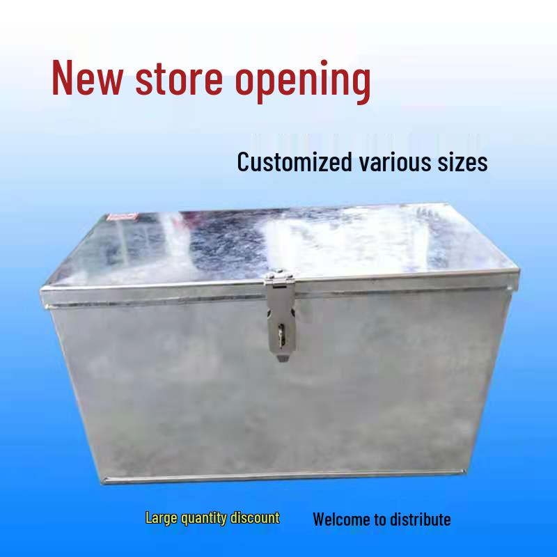 Waterproof Mildew-Resistant Galvanized Metal Flip-Top Tool Box with Lock. 40x25x24 cm, with lock