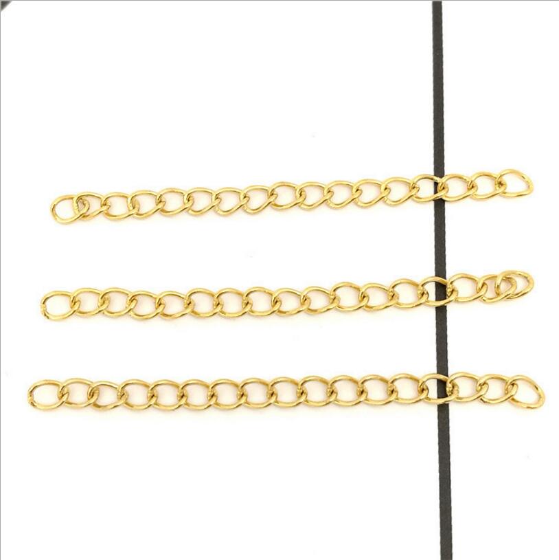 50pcs 50mm Length Stainless Steel Extension & Extender Tail Chain Bulk for Jewelry Findings Fits Necklace Connector DIY Jewelry