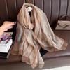 Brand Women Silk Scarf Female Stripe Foulard Femme Pashmina Shawls And Wrap Big Size Scaves Beach Towel Bandana Muslim Hijab